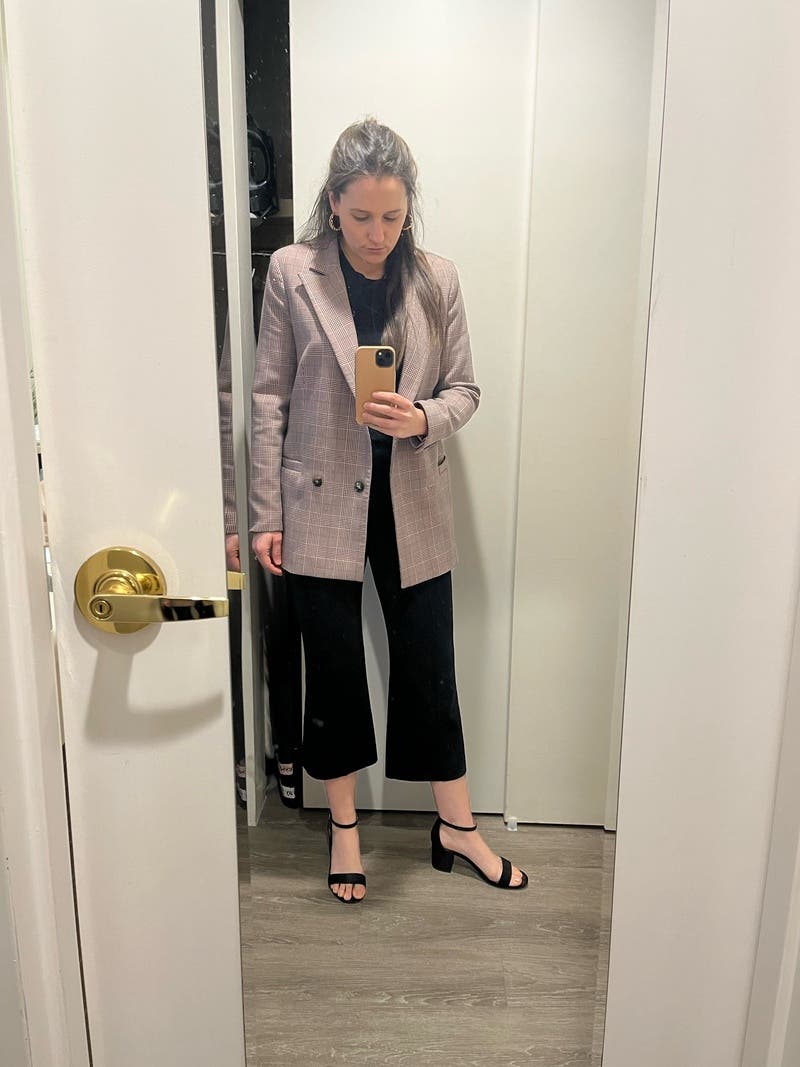 GANNI ガニー テーラードジャケット チェック柄 ピンク グレー Pink Plaid Blazer by GANNI | Rent the Runway