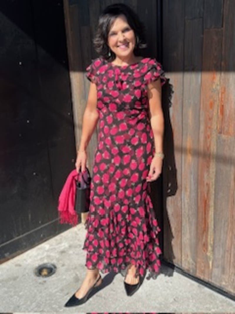 ワンピース Rixo RIO DRESS Rio Ruffled Silk Gown in French Floral Black
