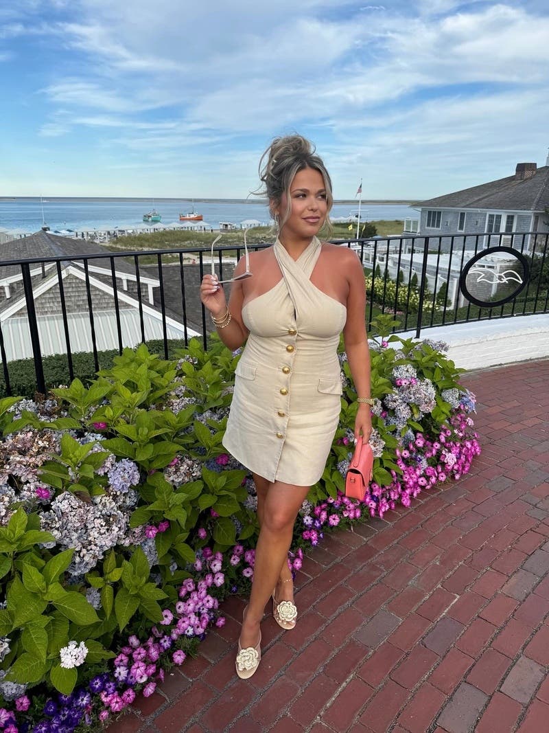 Crossover Halter Mini Dress by TOCCIN X RTR | Rent the Runway
