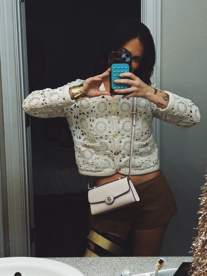 Robinson Spazzolato Top Handle Chain Wallet by Tory Burch