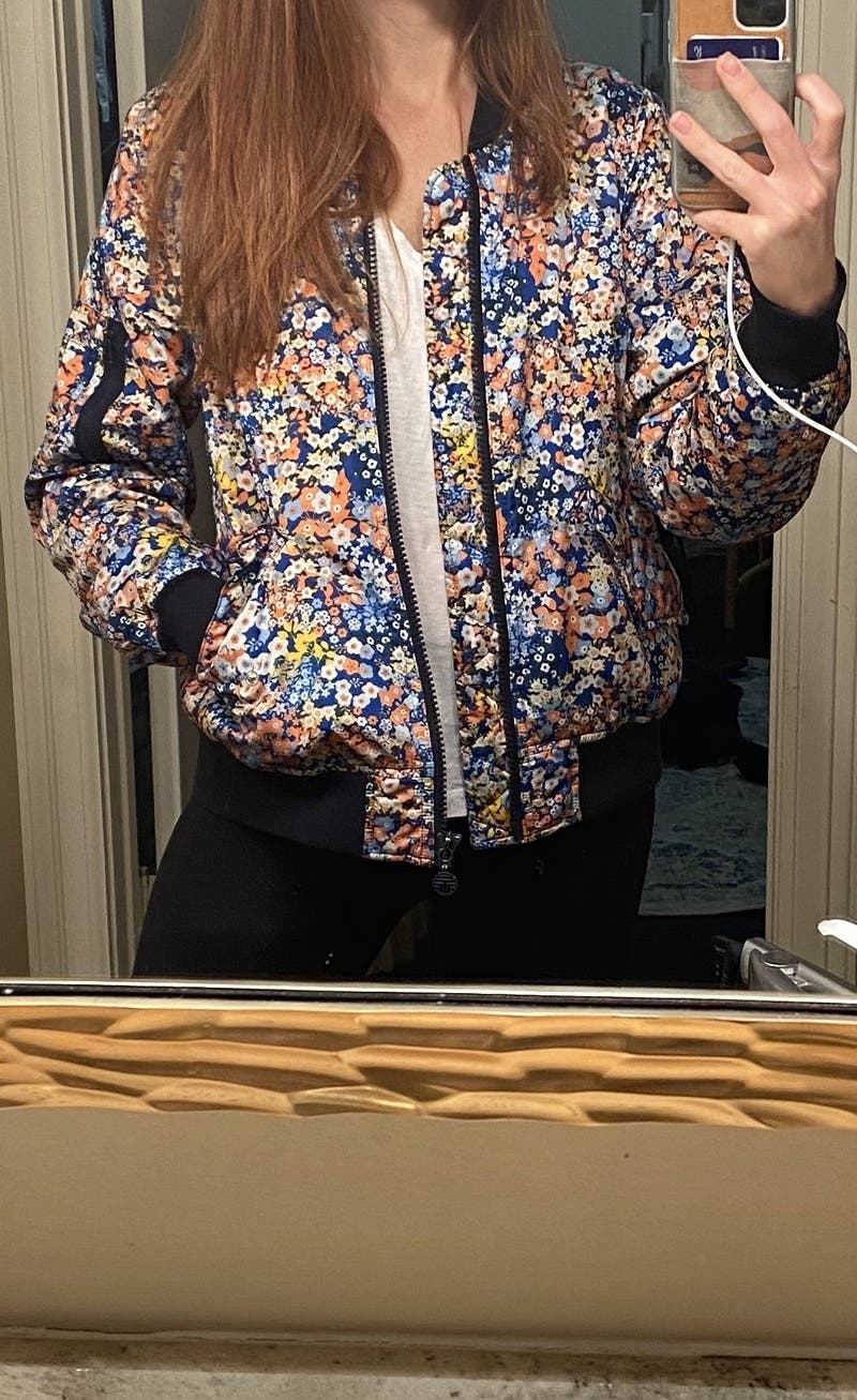 Printed Satin Bomber Jacket by Tory Sport | Rent the Runway