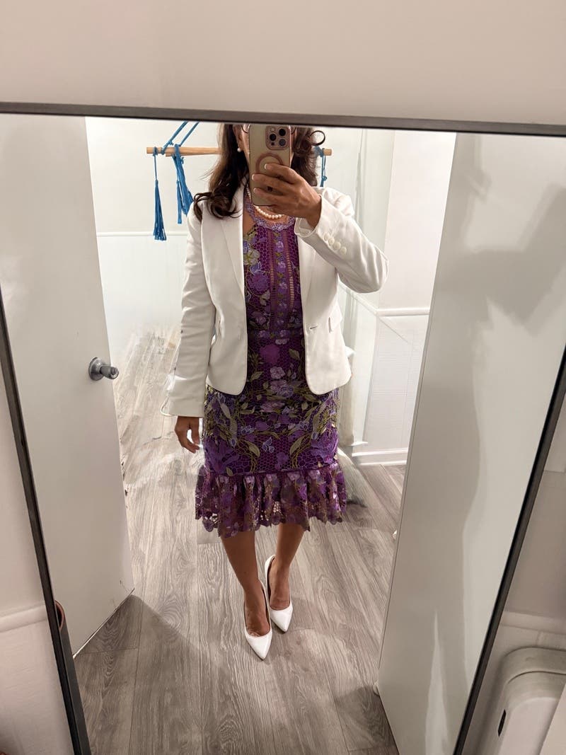 Purple Lace Flounce Sheath by Marchesa Notte | Rent the Runway