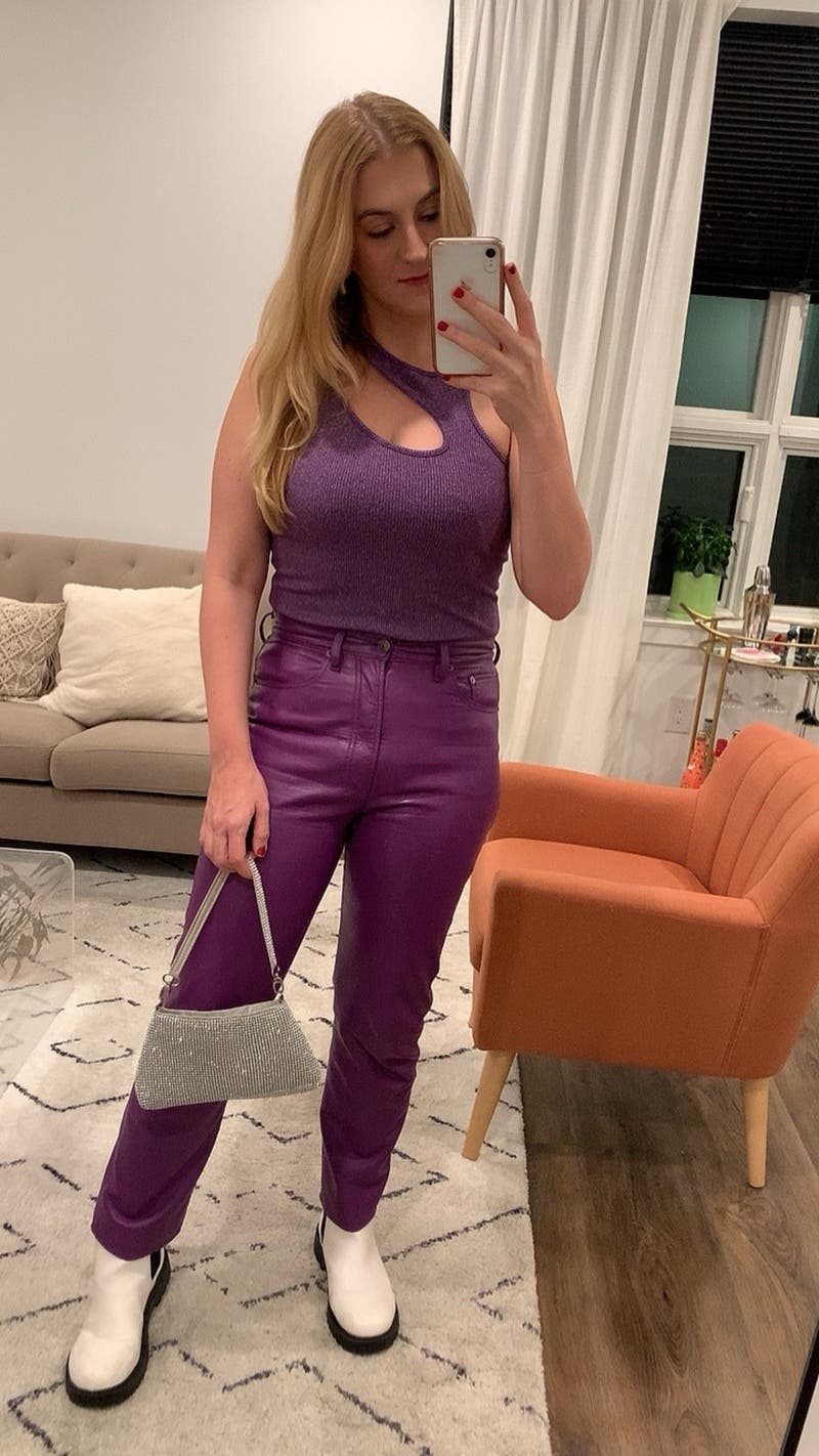 Purple Recycled Leather Pants by AGOLDE | Rent the Runway