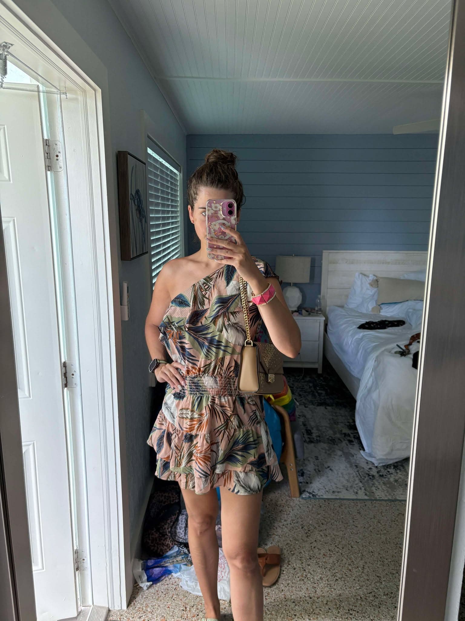 One Shoulder Ruffle Mini Dress by krisa Rent the Runway