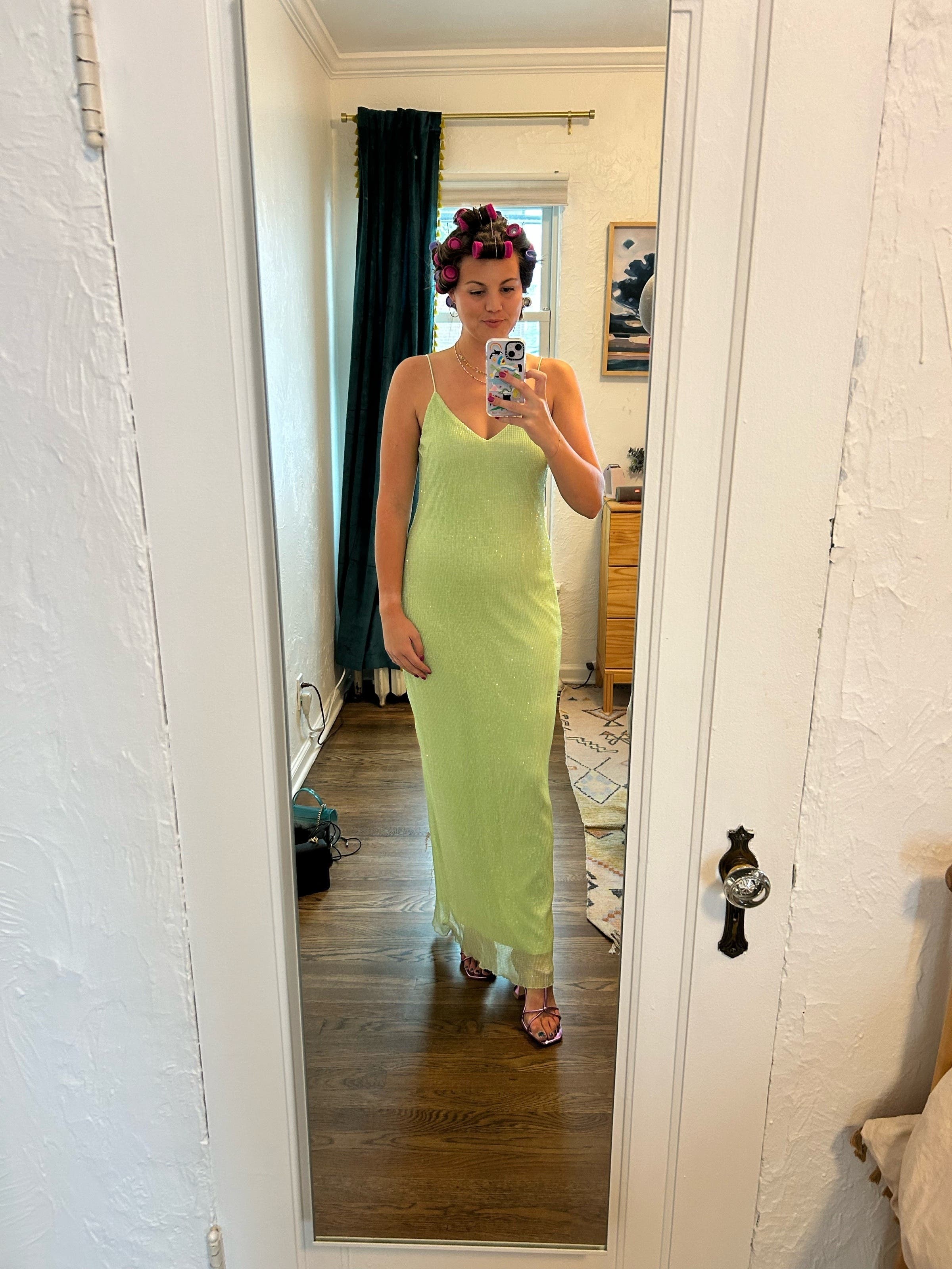 rent the runway green sequin dress Green Velvet Sequin Sheath