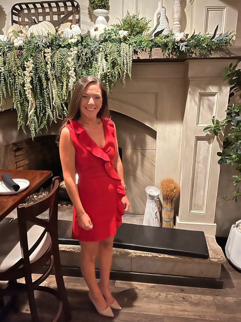 Red Asymmetrical Ruffle Dress by MSGM | Rent the Runway
