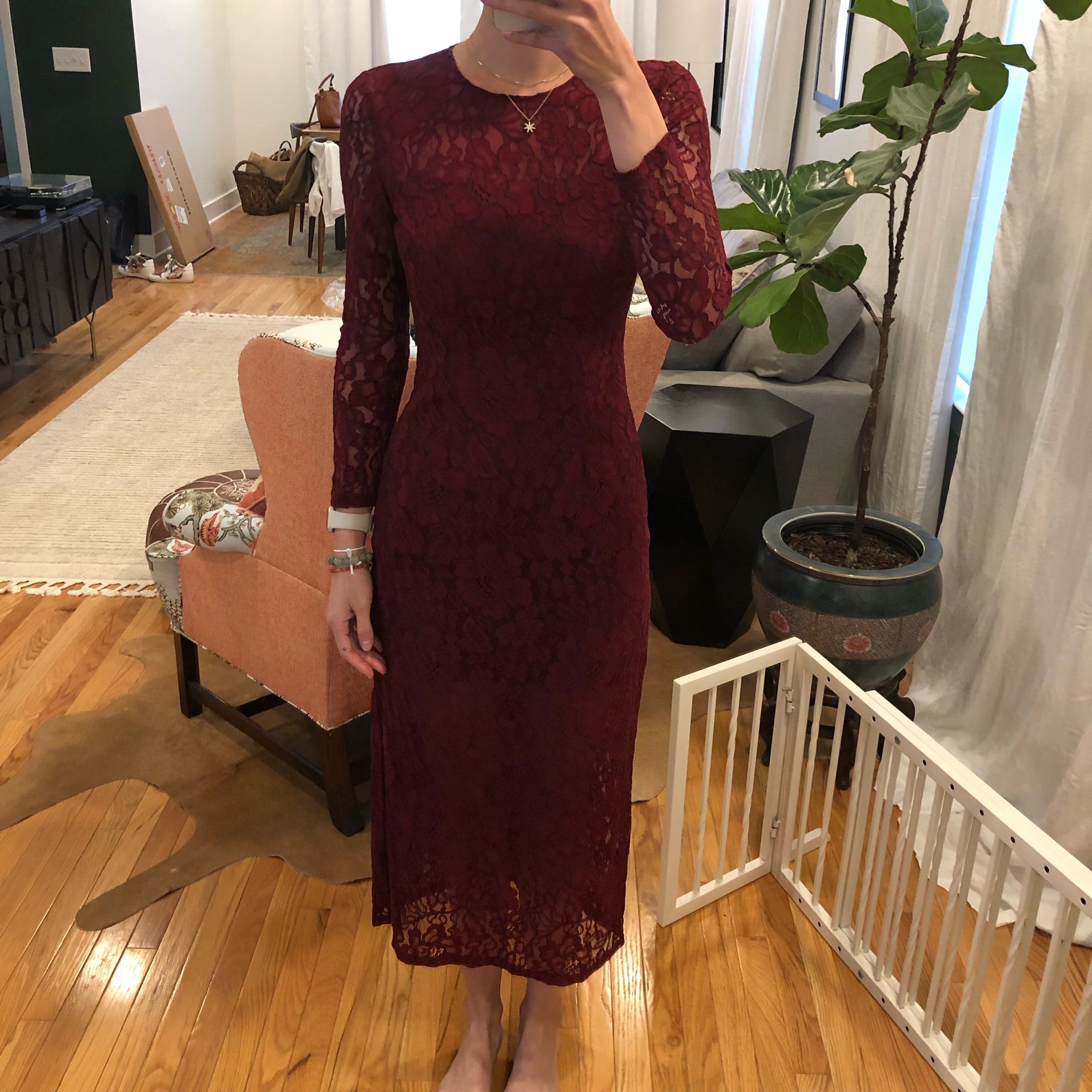 cynthia rowley red lace dress Merlot Red Lace Sheath by Cynthia Rowley