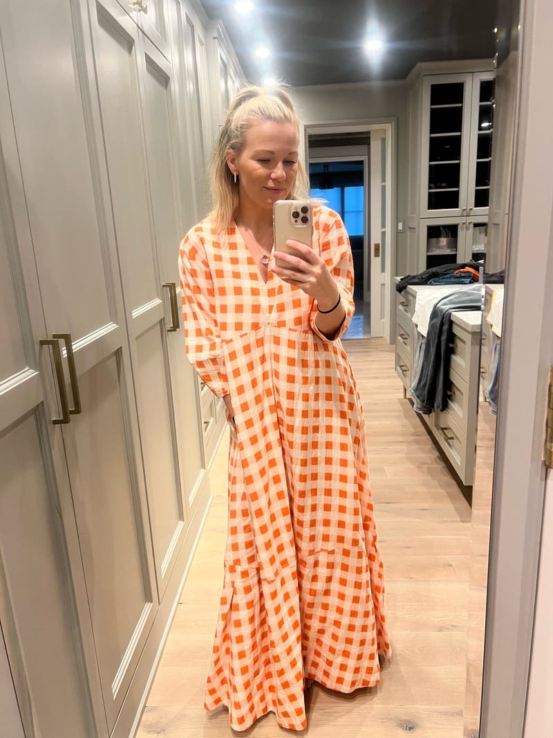 Bell Sleeve Gingham Maxi by Victoria Victoria Beckham | Rent the