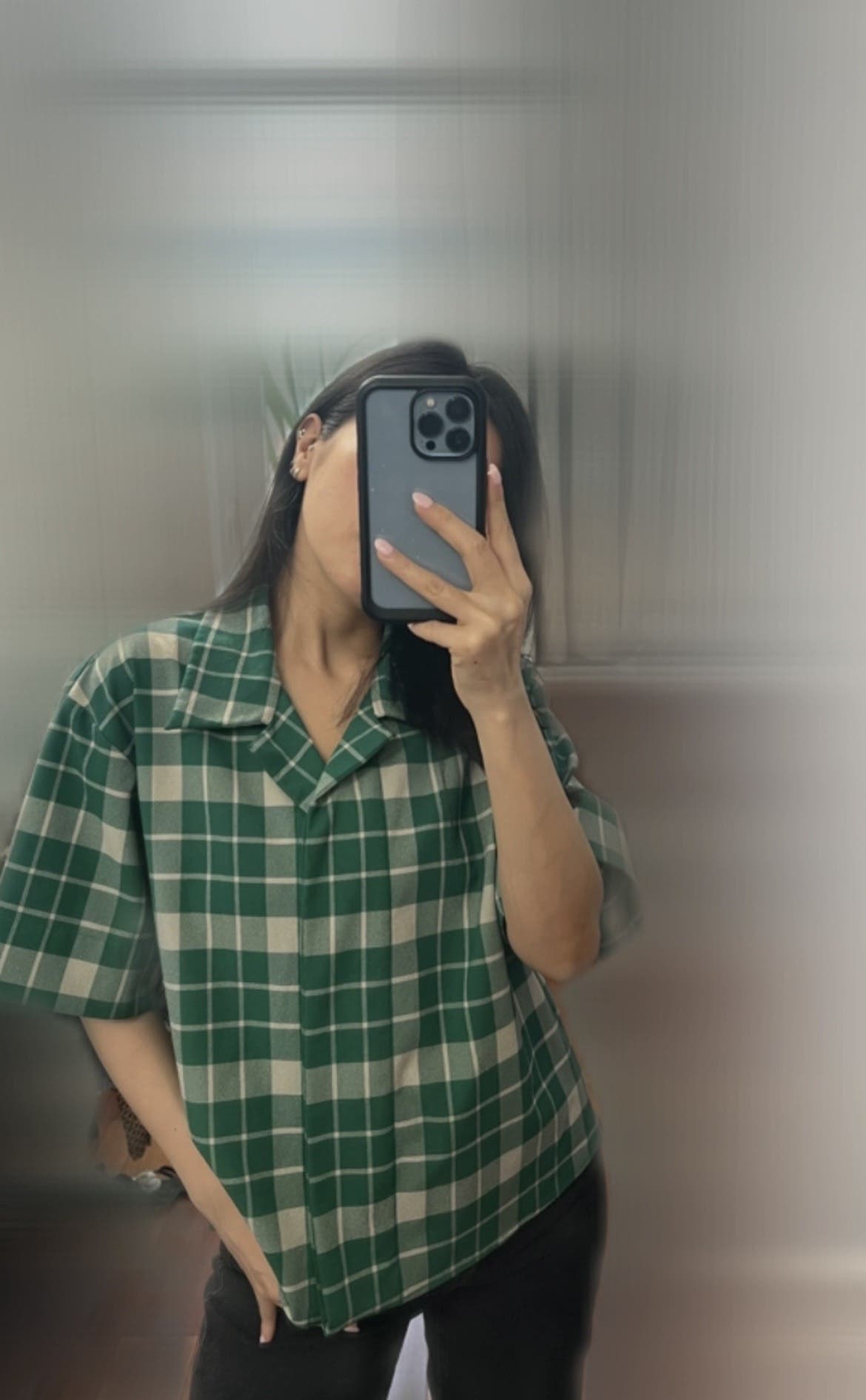 Green Check Boxy Top by MM6 Maison Margiela | Rent the Runway