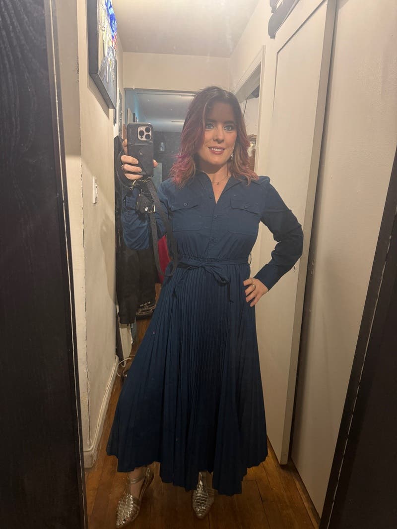 Blue Pleated Midi Shirt Dress by Derek Lam 10 Crosby x RTR | Rent