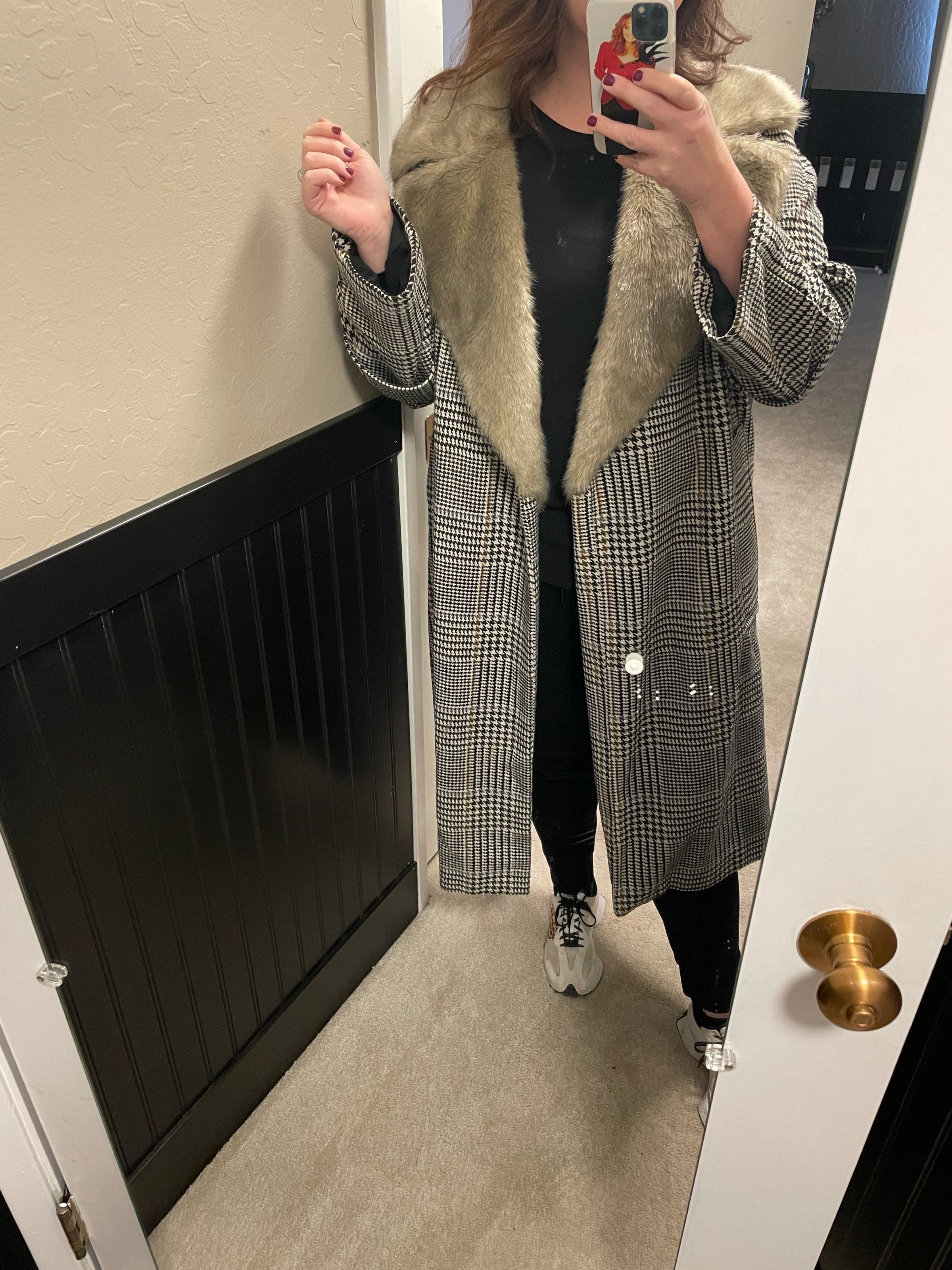 Plaid Faux Fur Collared Coat by Victor Alfaro x RTR | Rent the Runway