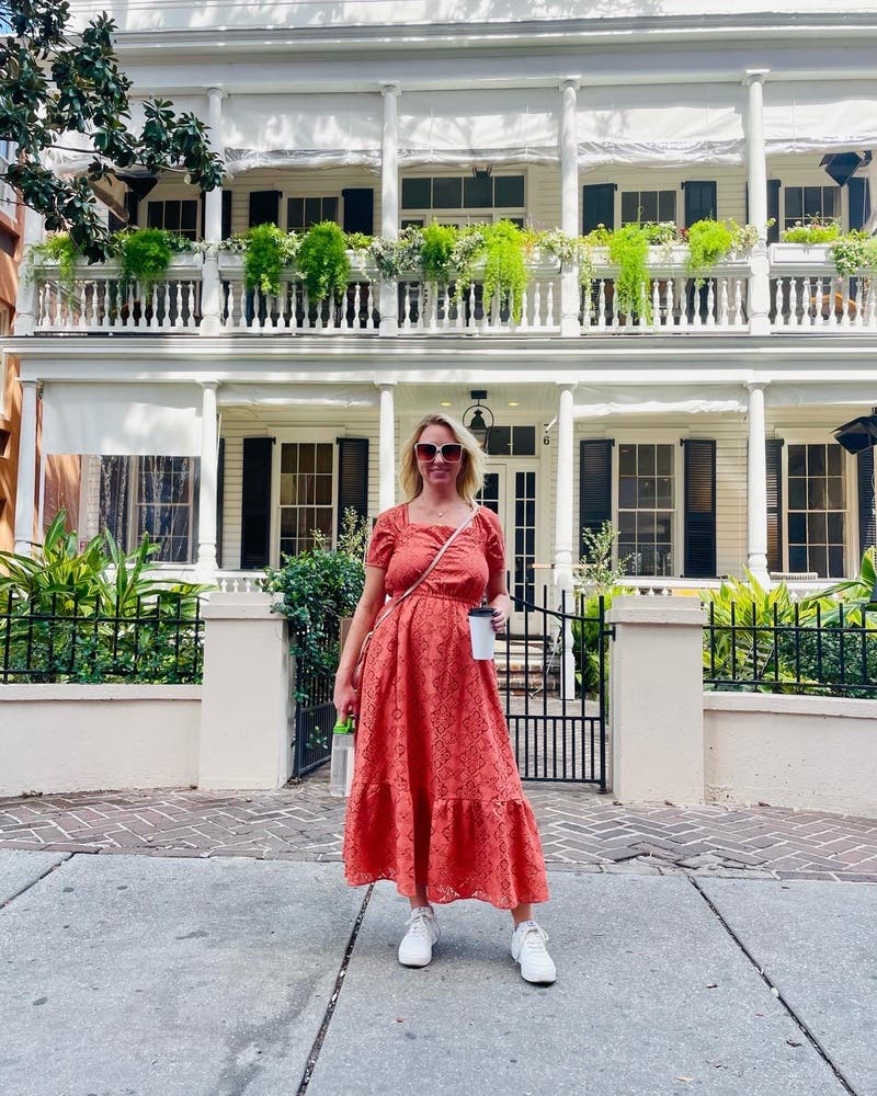 Terracotta Lace Midi Dress by Pamela Love x RTR | Rent the