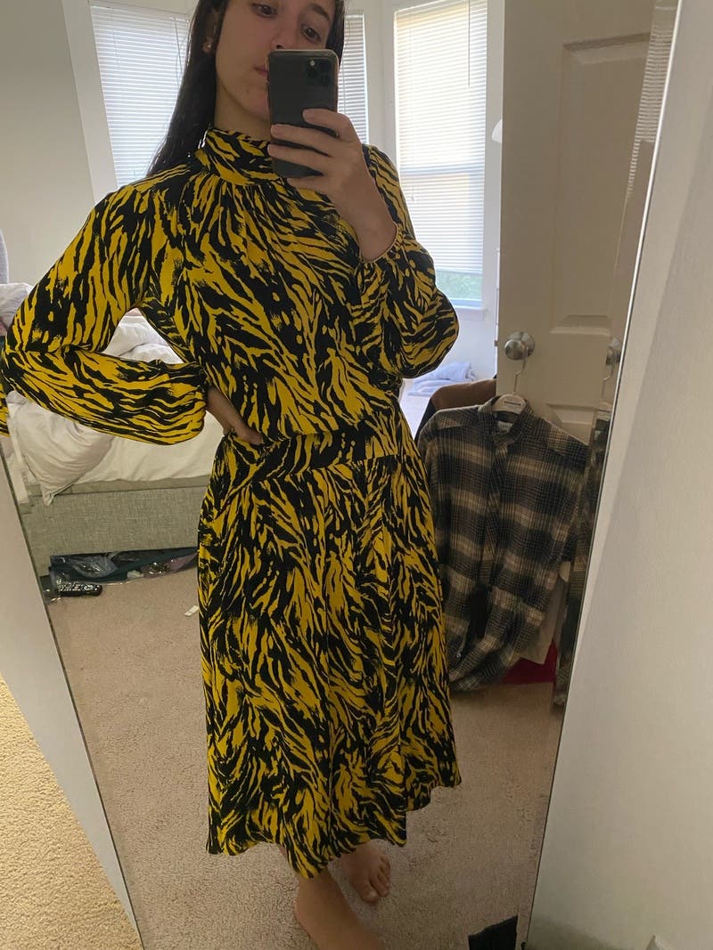 Yellow Zebra Print Midi Dress by No. 21 | Rent the Runway