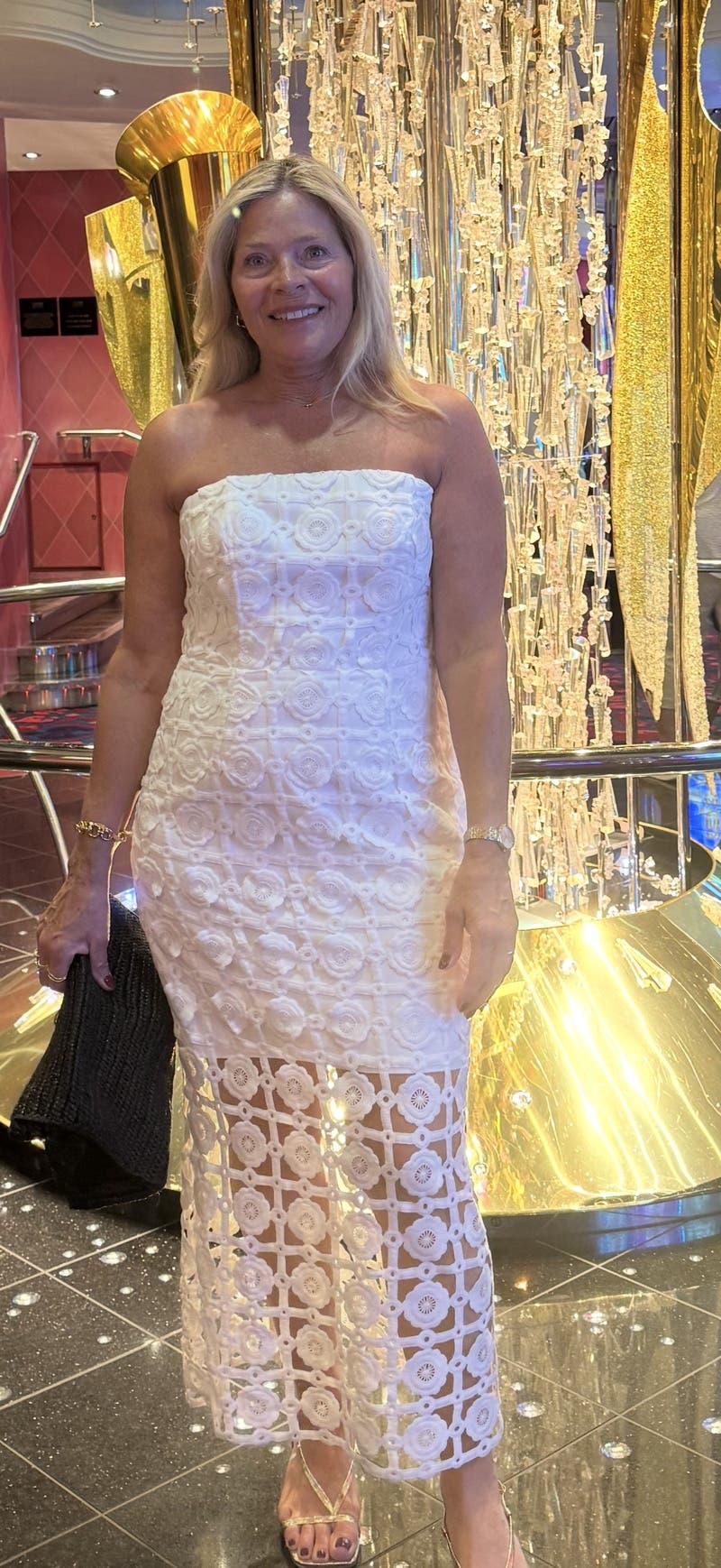 pink lace embellished midi dress product info and reviews Mermaid V neck Sparkly Pink Long Prom Dress Beautiful Lace Formal Dres –  SELINADRESS main image 1