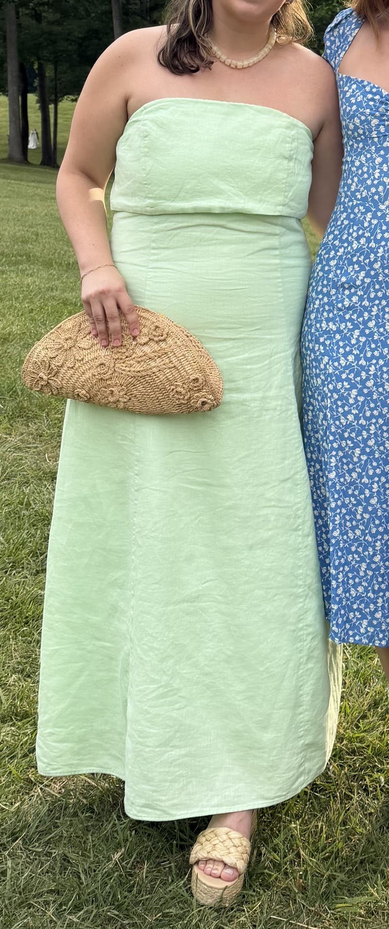 endless rose strapless linen midi dress Folded Strapless Linen Maxi Dress