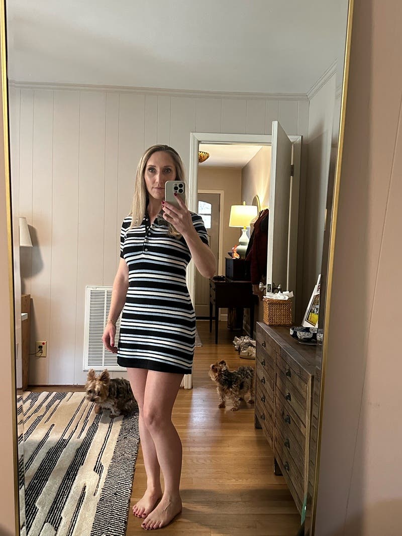Striped Knit Polo Dress by Maje | Rent the Runway
