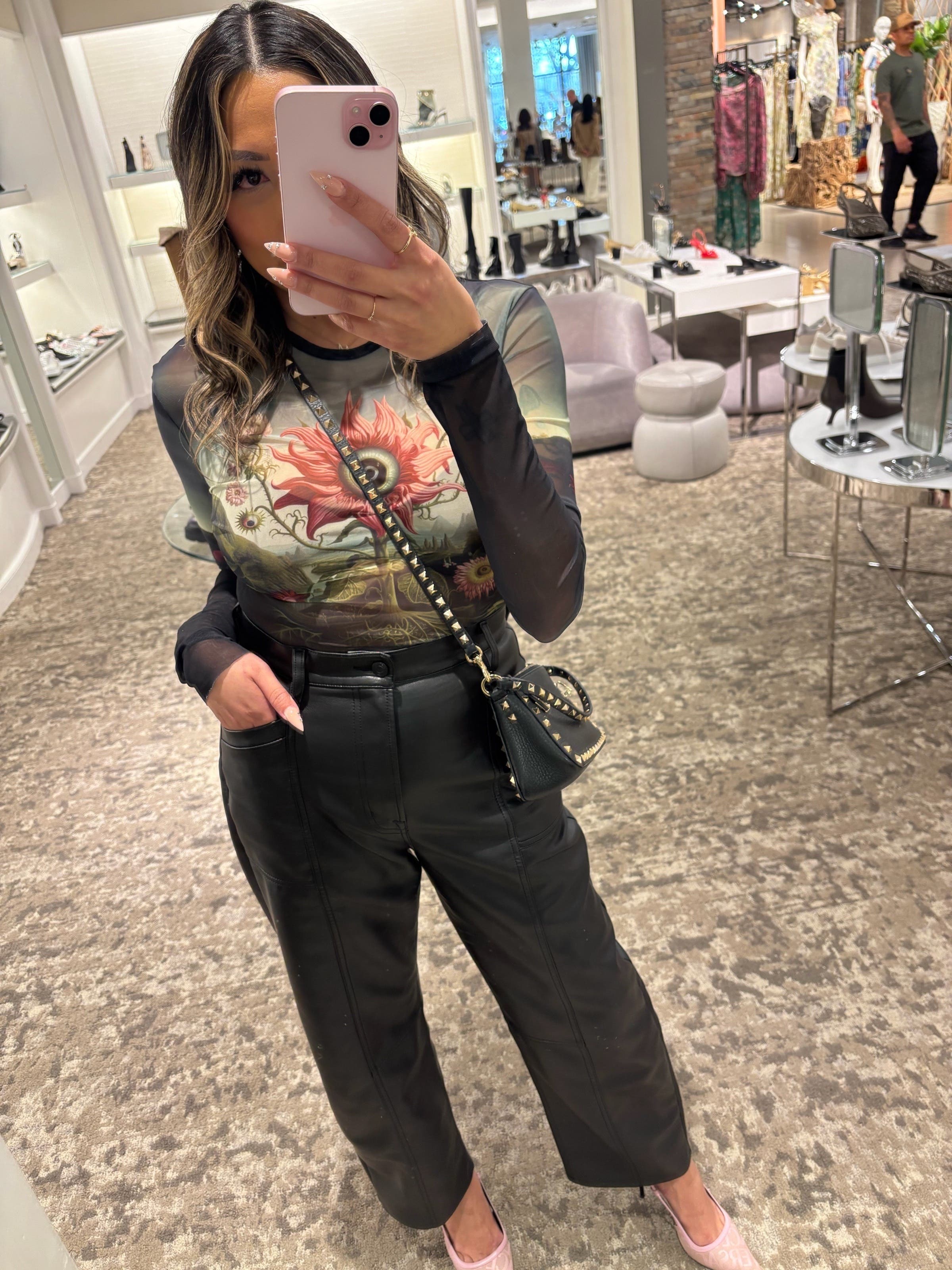 Rose Printed Mesh Top by Monse | Rent the Runway