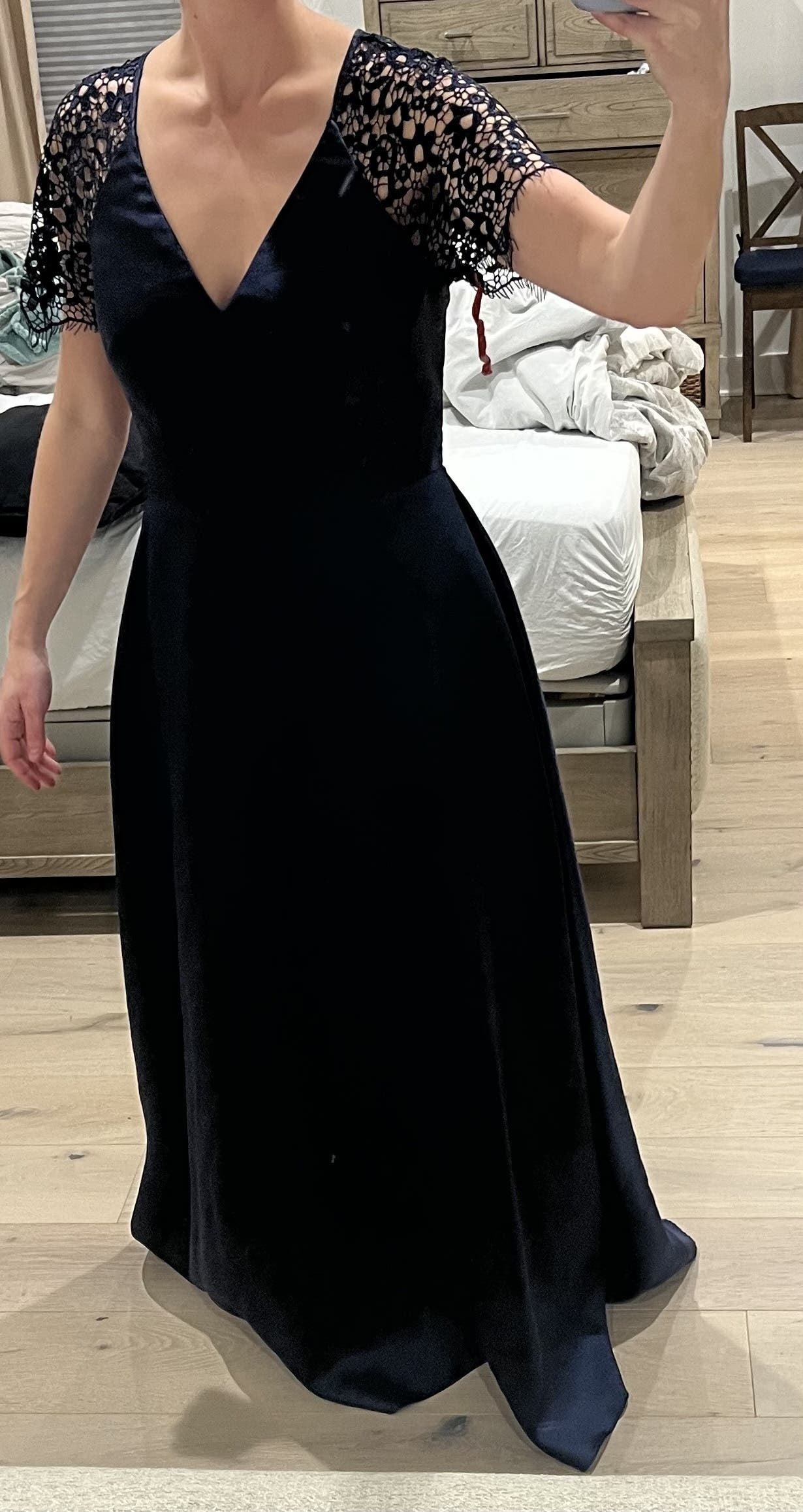 Navy Lace Sleeve Gown by ML Monique Lhuillier | Rent the Runway