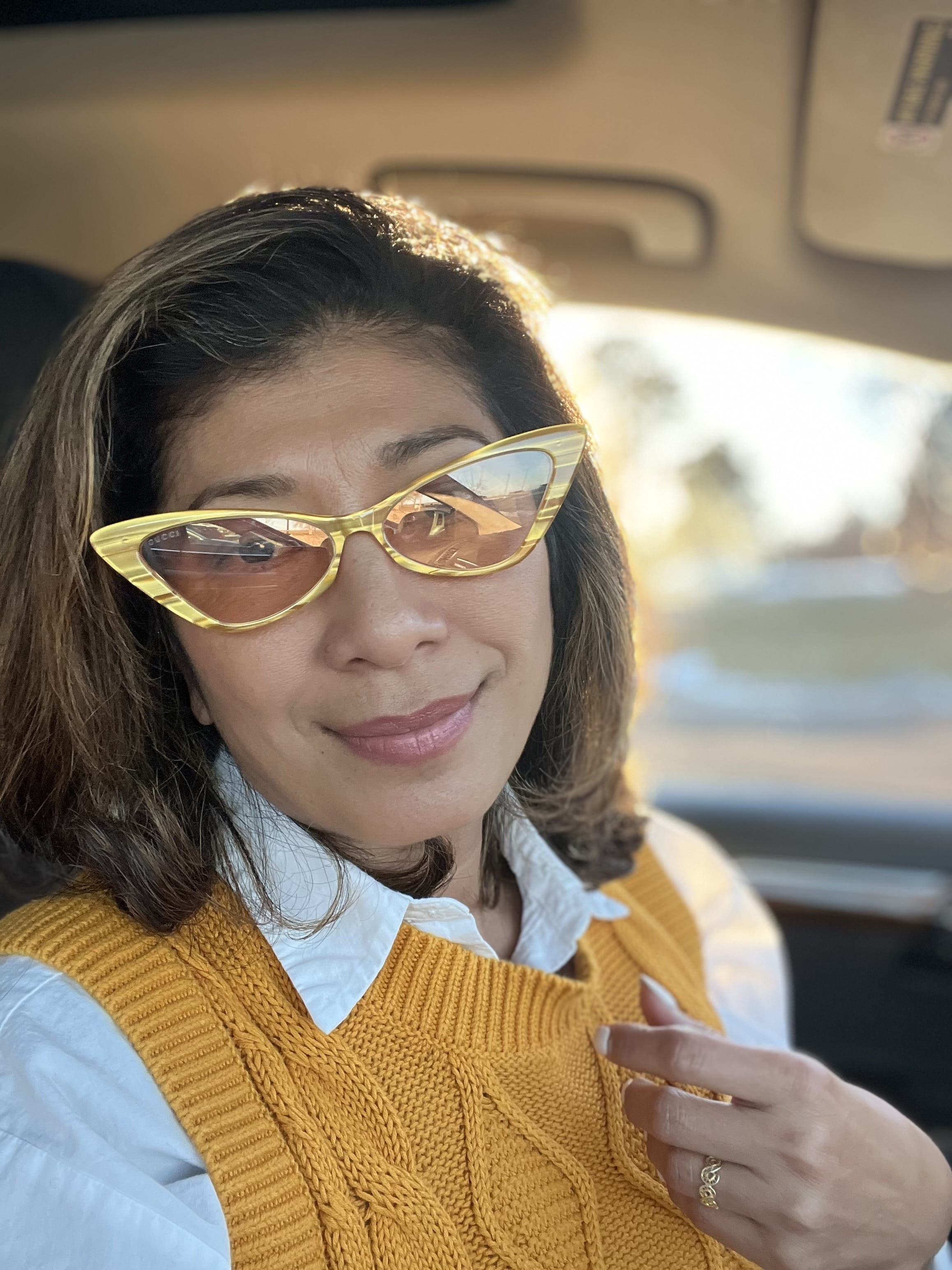 Yellow Cat Eye Sunglasses by Gucci | Rent the Runway