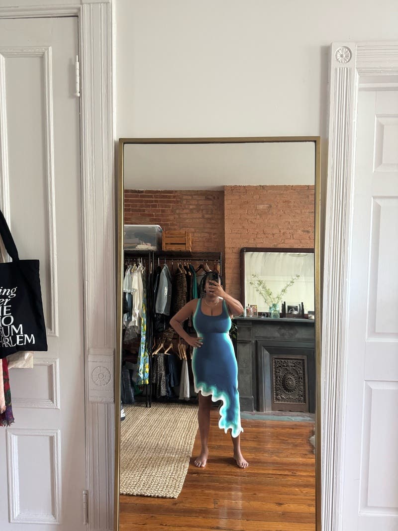 princess polly baby blue dress PH5 Aster Reversible Wavy Asymmetric Dress In Green