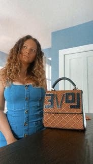 Scacco Cognac Mini Alex Love Bag by Les Petits Joueurs