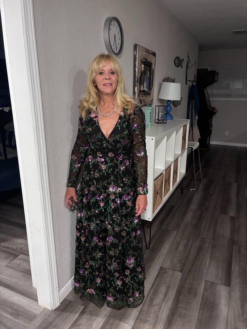 dress the population angelina long-sleeve v-neck maxi dress Dress The Population Angelina Long-Sleeve V-Neck Maxi
