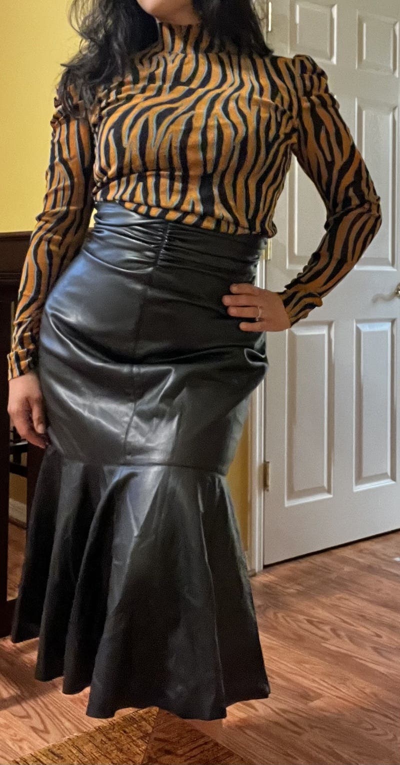 Faux Leather Flounce Skirt by Philosophy di Lorenzo Serafini