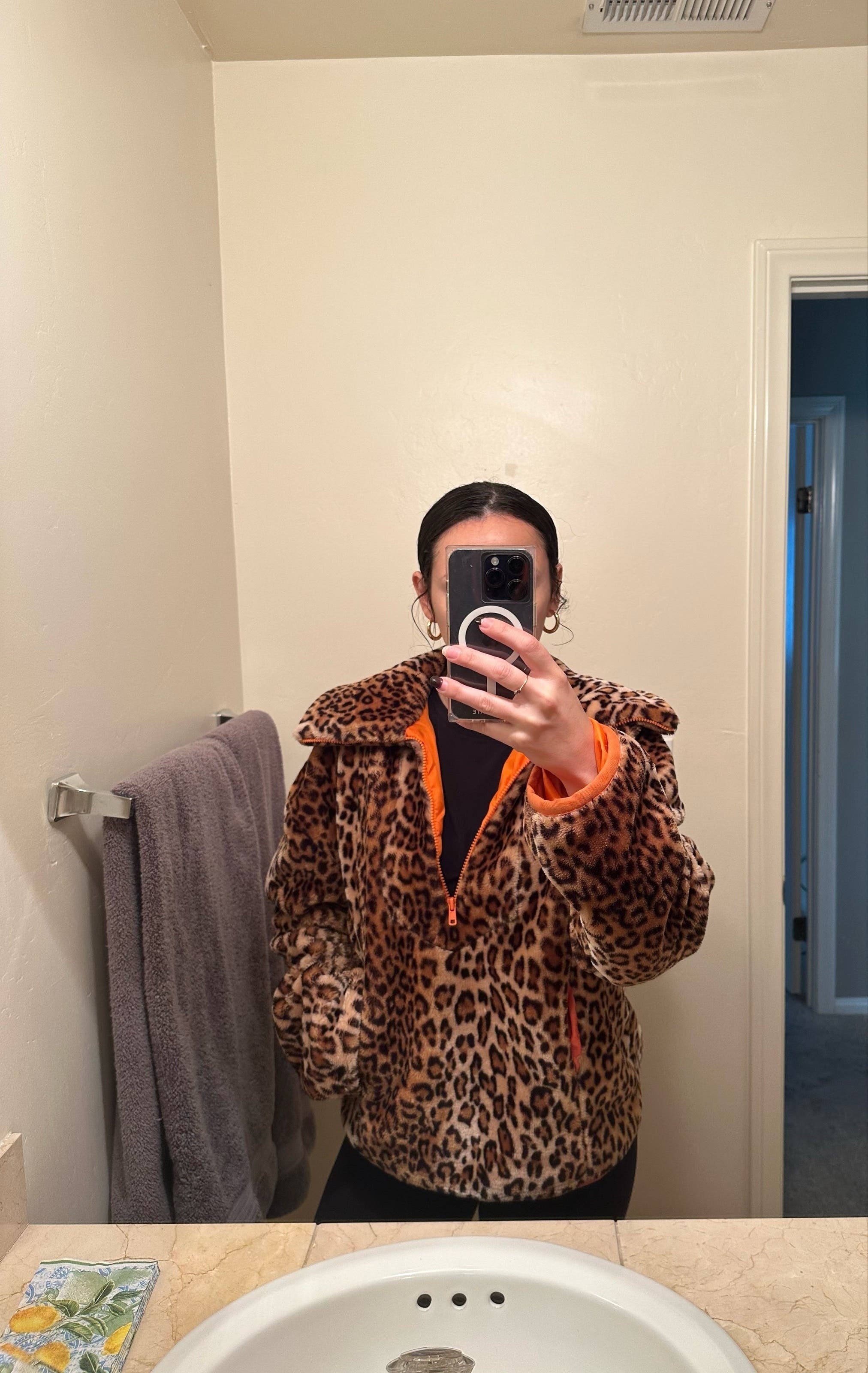 Supreme Leopard Panel Half Zip Sweatshirt (FW18) - $158