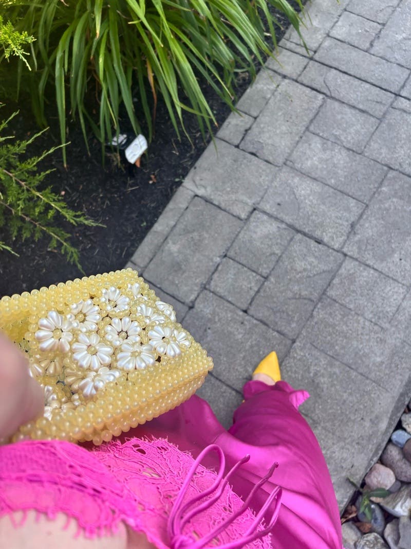 Yellow Daisy Beaded Mini Bag
