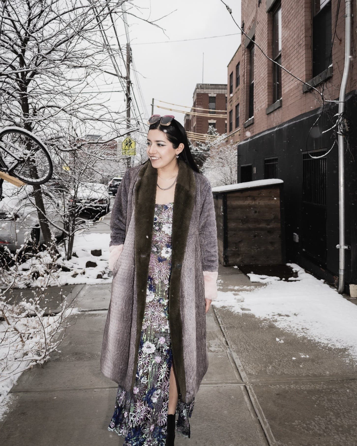Convertible Faux Fur Tippet Coat