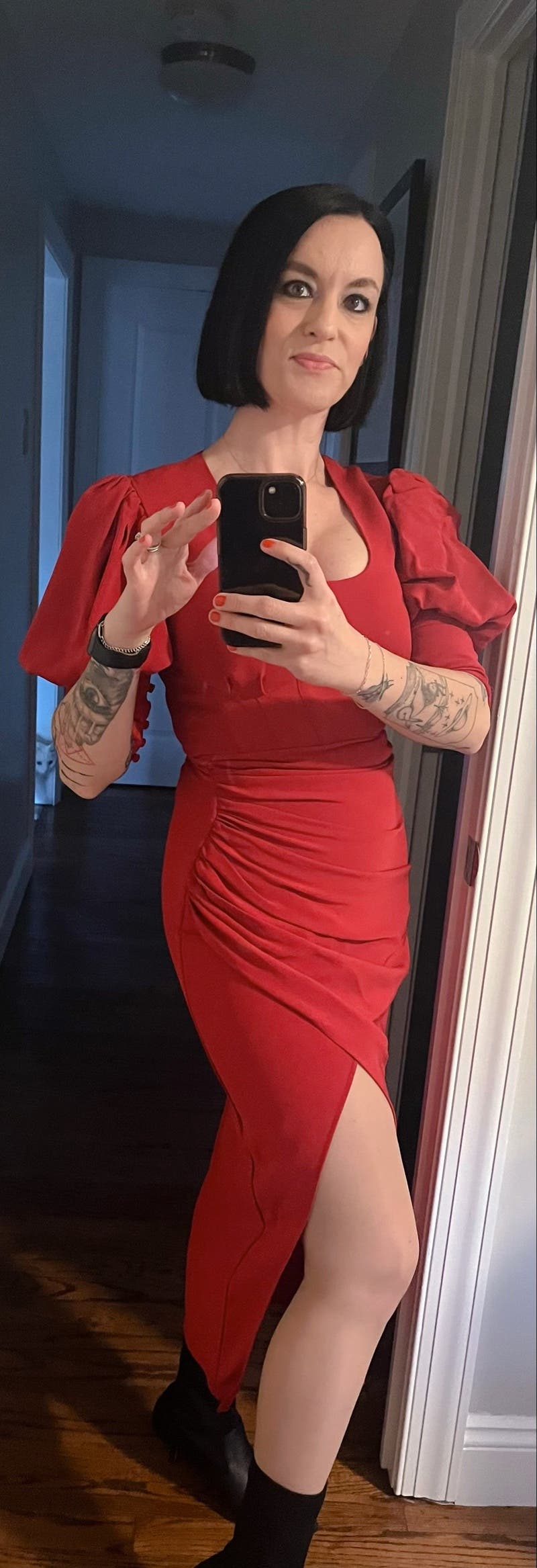 Red Ruched Midi Dress by Self-Portrait | Rent the Runway