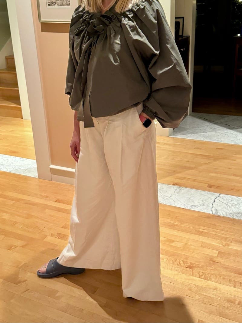 Linen Pleated Palazzo Trousers by Nina Ricci | Rent the Runway