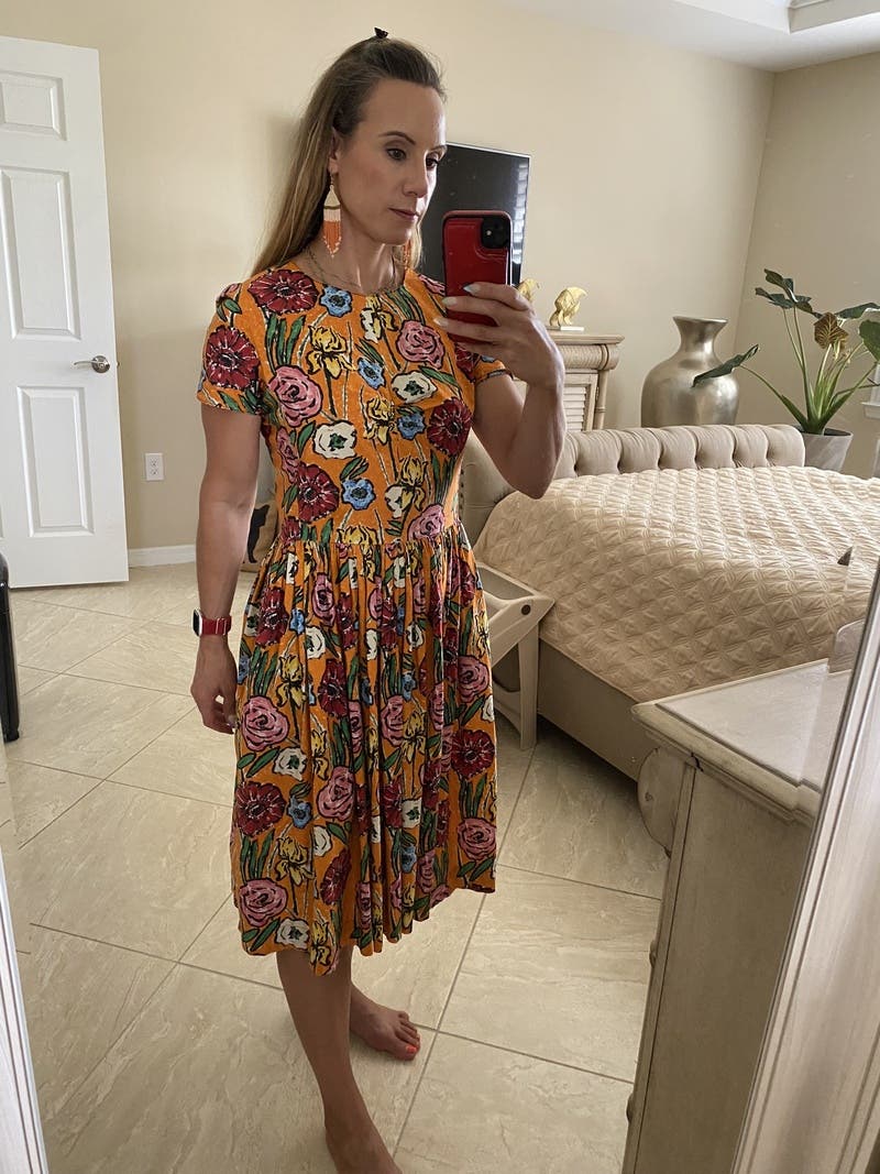 Orange Floral Short Sleeve Dress by Marni | Rent the Runway