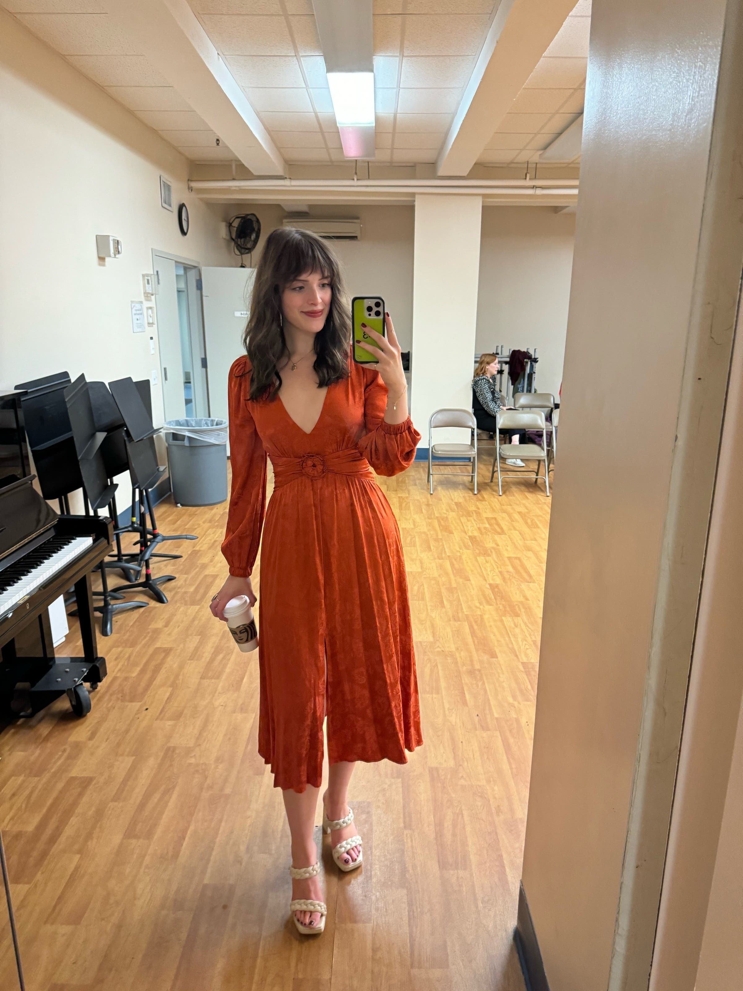 Orange Jacquard Midi Dress by Love, Whit by Whitney Port | Rent